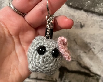 Mini Sad Hamster Meme keychain, crocheted, approx. 3 cm