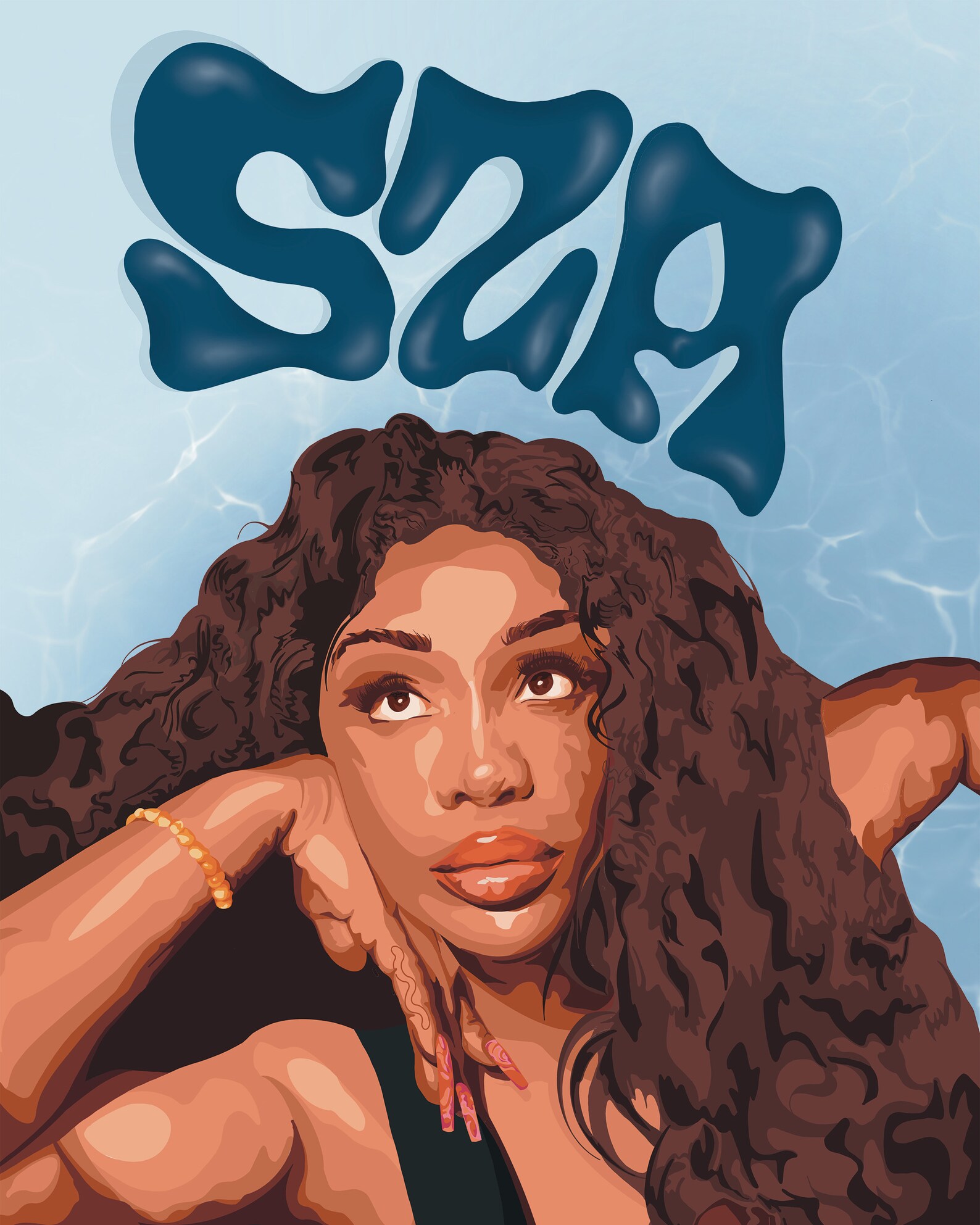 SZA Digital Portrait Poster Print Illustration Digital Art Digital File 