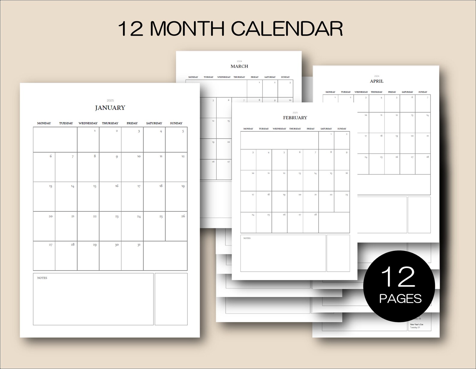 2025 Calendar | Calendar | 2025 | A4 | PDF | Printable | Planner