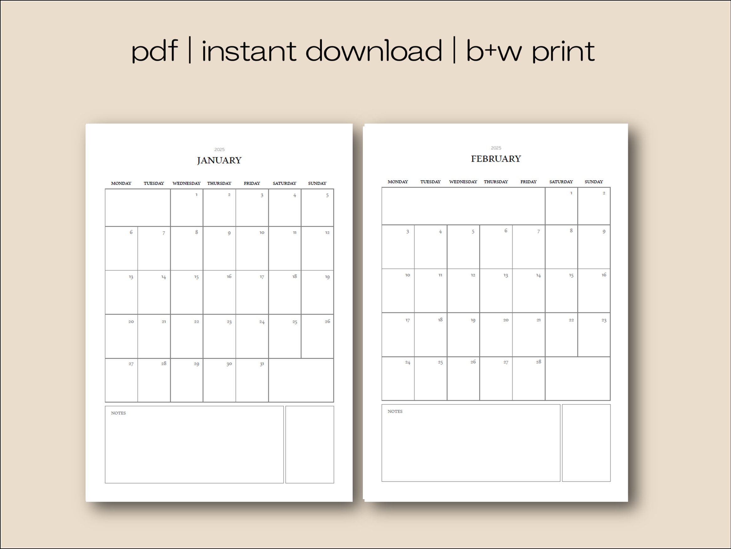 2025 Calendar | Calendar | 2025 | A4 | PDF | Printable | Planner