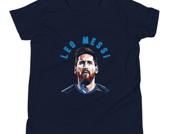 Leo Messi Blau Pop Art Jugend Kurzarm T-Shirt