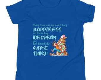 Sommer-Eiscreme-Saison-T-Shirt für Jungen und Mädchen, blaues Text-Jugend-Kurzarm-T-Shirt
