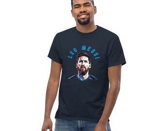 Leo Messi Blue Pop Art Herren klassisches T-Shirt