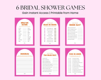 Bright Hens Party Games | Colourful, fun, Retro Bachelorette | 6 Printable Games for Hens Day | Arch shape wedding games | Arch Retro Hens