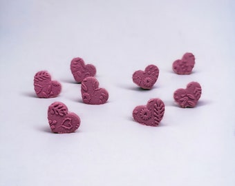 Pendientes de corazón púrpura - Pendientes de San Valentín - Pendientes de arcilla polimérica