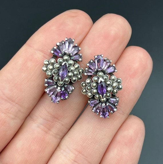 Art Deco Fancy Purple Stud Earrings