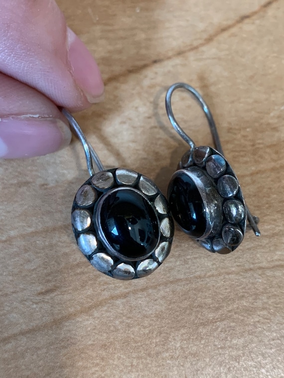 Handmade Onyx and Sterling Silver Drop Earrings