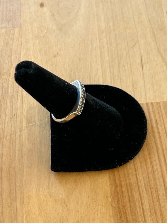 Sterling Silver Pave Signet Band - image 3
