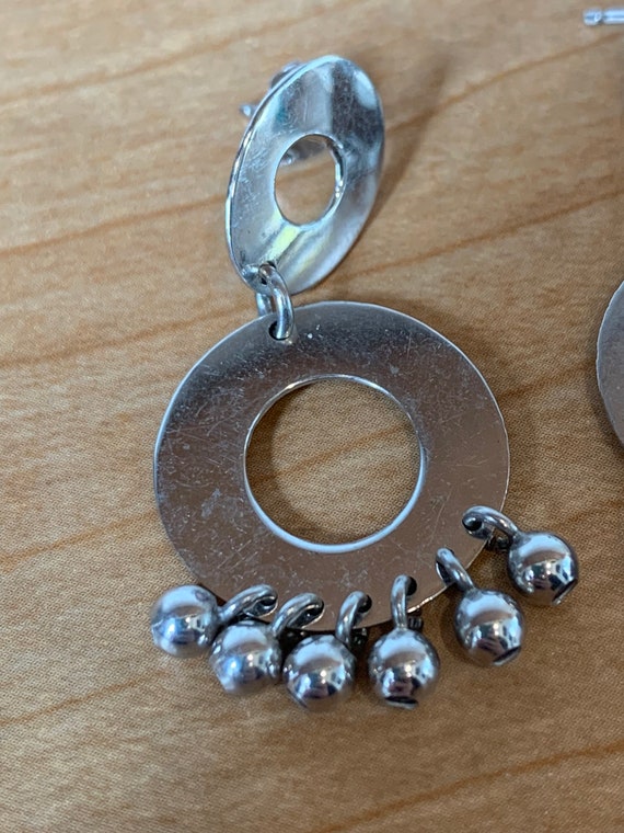 Modern Art Style Sterling Silver Drop Earrings - image 2