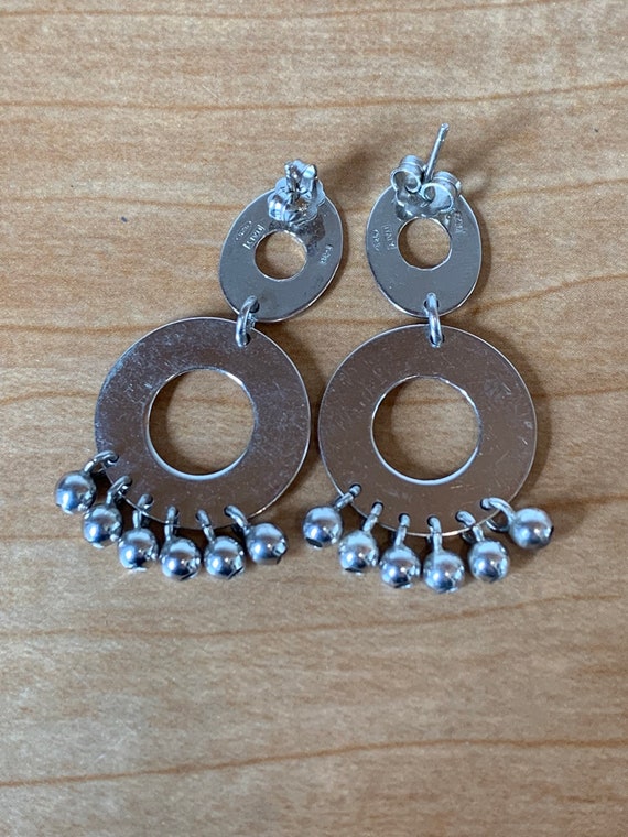 Modern Art Style Sterling Silver Drop Earrings - image 3