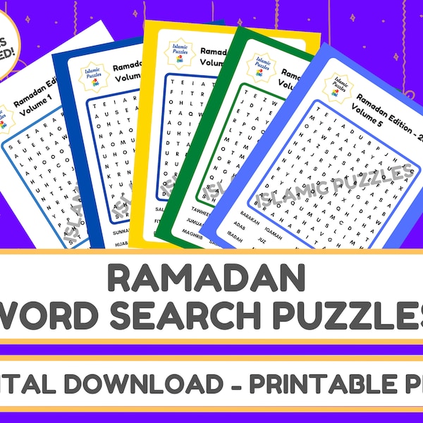 Ramadan Word Search Puzzles | Ramadan Activities for Kids | Ramadan Arts & Crafts for Muslims | Printable PDFS | Instant Downloads