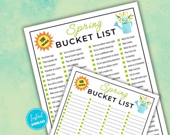 Spring Bucket List Printable, Editable Spring Activities Checklist Template, Spring To Do List for Kids and Families, 3 Versions
