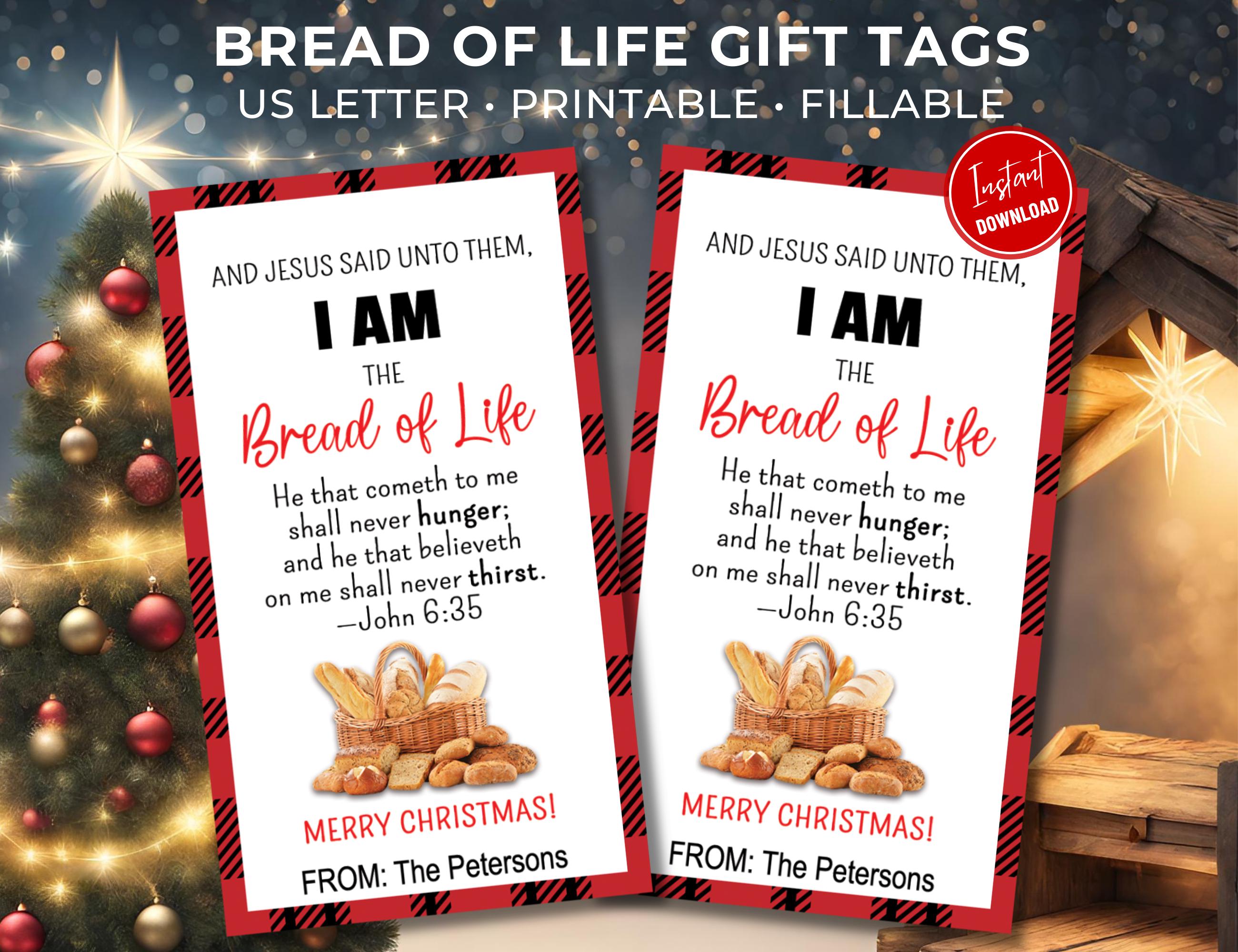I Am the Bread of Life Christmas Printable Gift Tag, Editable Gift Tag ...
