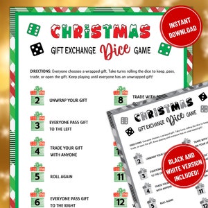Christmas Gift Exchange Roll the Dice Game, White Elephant Gift Exchange, Christmas Pass the Gift, Christmas Party Game, Office Party Game