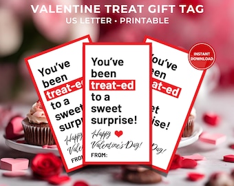 Valentine's Day Tag Printable, Valentine Gift Tag, Valentine Favor Tag, Sweet Treat Tag, Coworker Valentine, Neighbor Gift