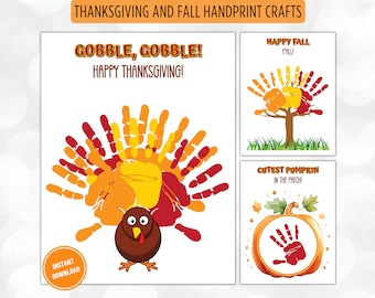 Thanksgiving Handabdruck Handwerk, Herbst Handabdruck Handwerk druckbar, Türkei Handwerk Vorschule, Handabdruck Andenken, Thanksgiving Handwerk für Kinder