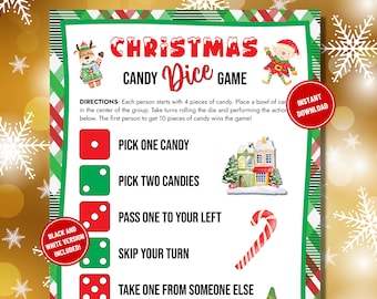 Christmas Candy Dice Game Printable, Christmas Party Game, Classroom Game, Office Party Game, Candy Game, Fun Activity for Kids and Adults