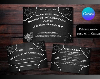 Ouija Board Themed Wedding Invitation Template