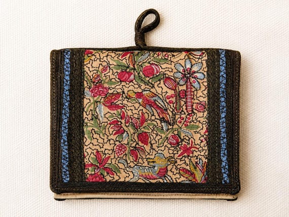 French Art Deco Silk Evening Wallet | Jeweled Frame | c. 1920s–1930s