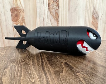 3D Printed Customizable Banzai Bullet Bill (F-Bomb, The Bomb, I'm The Bomb)