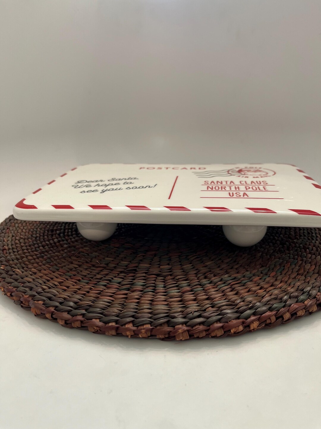 Vintage Target Ceramic Envelope Santa Postcard Cookie Treat Stand ...