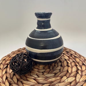 Vintage Blue Stoneware Pottery Vase