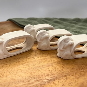 Four Vintage White Terracotta Rabbit Napkin Rings