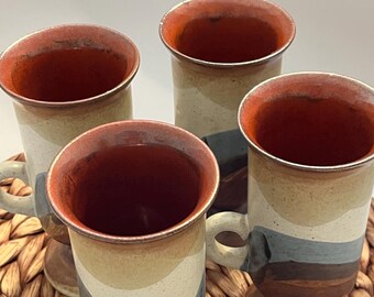 Vintage Brown Blue Otagiri Ceramic Irish Coffee Mugs-4
