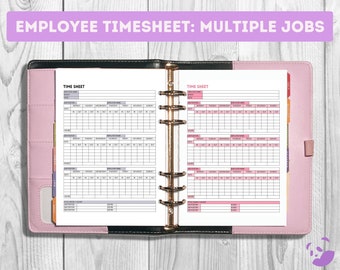 Employee Timesheet | Multiple Jobs | Minimalist Design | Printable Timesheet | Compatible with GoodNotes | Multiple Versions