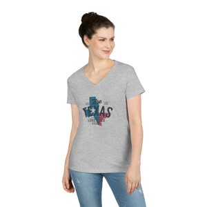 Camiseta femenina Lone Star State con cuello en V