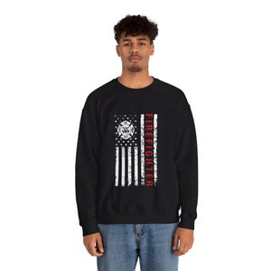 Firefighter Crewneck Sweatshirt - First Responder Gift, Fire Department Apparel, Firefighter Thin Red Line Jumper, Firefighter Gift Idea,