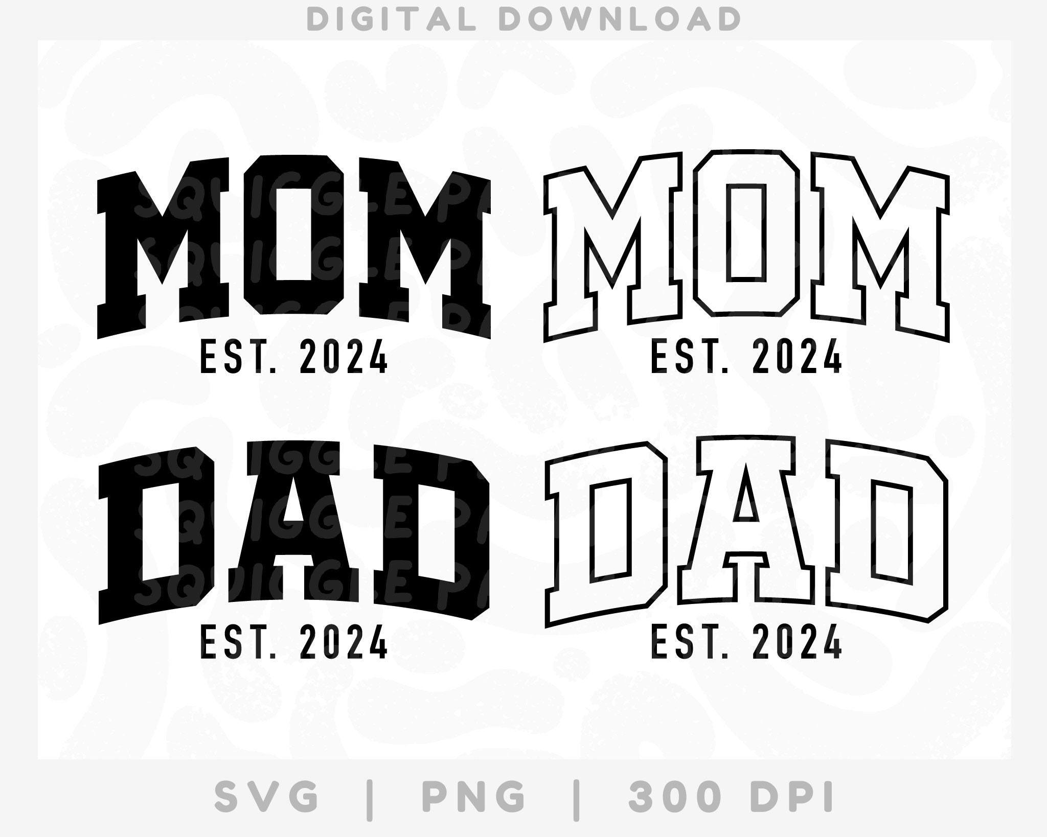 Varsity Mom and Dad Est. 2024 SVG PNG, Cricut Pregnancy Announcement