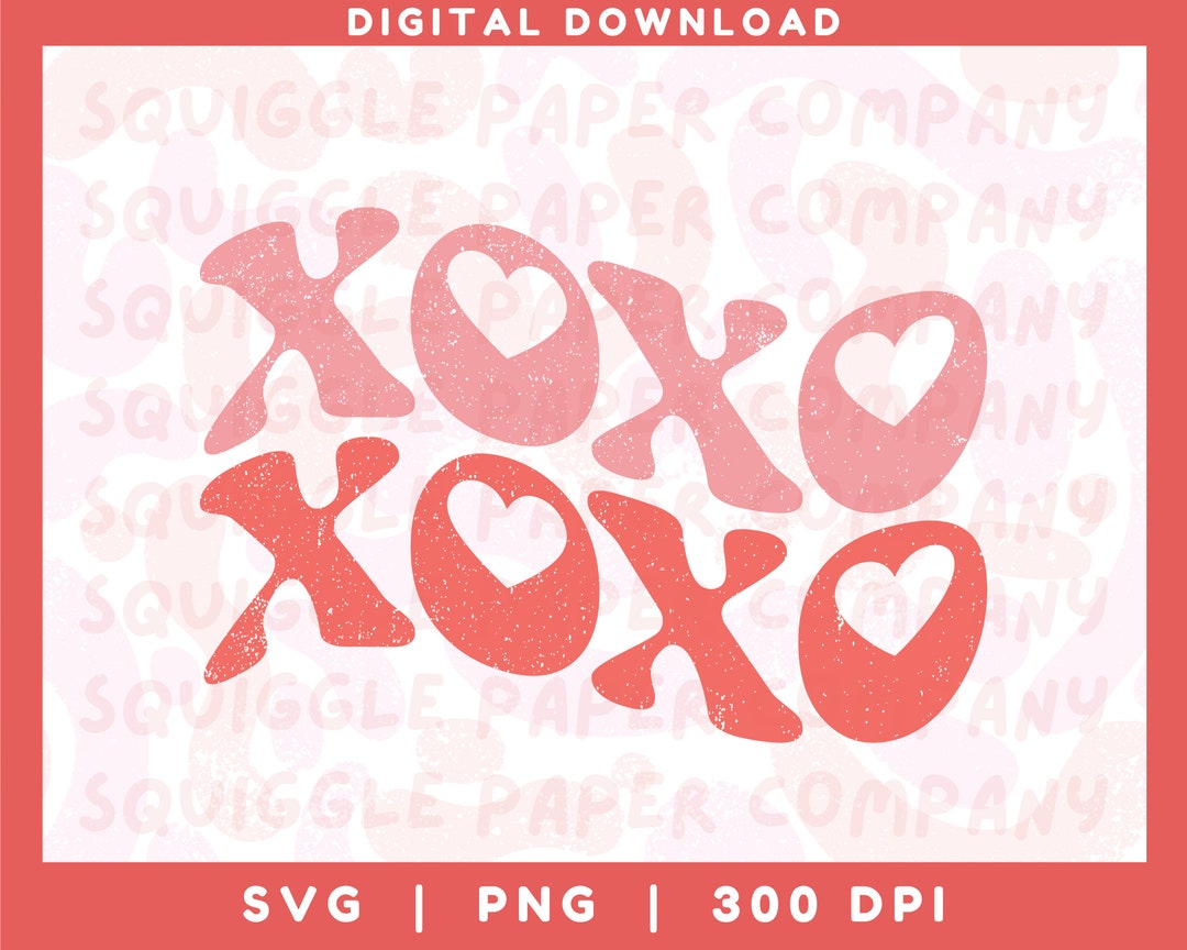 Groovy XOXO Valentine's Day SVG PNG, Retro Hugs and Kisses Valentine's ...