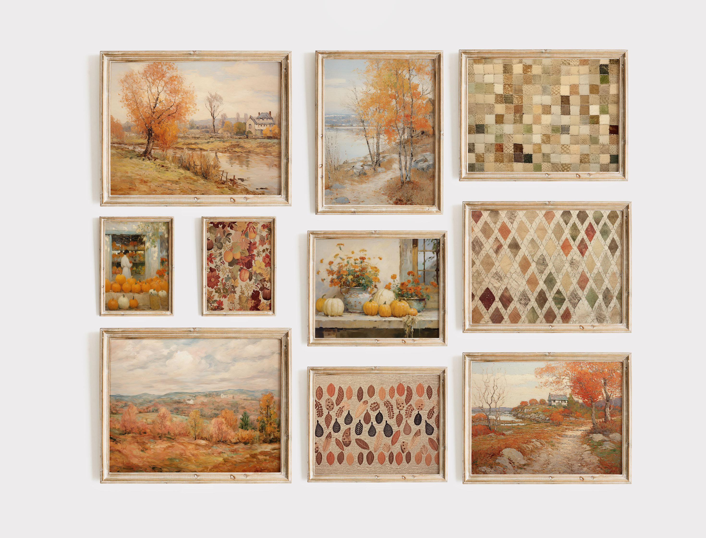Vintage Fall Gallery Wall Art Prints, Autumn Collage Set of 10 (digital ...
