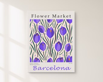 Flower Market Art Print, Purple Floral Decor (Digital Download)