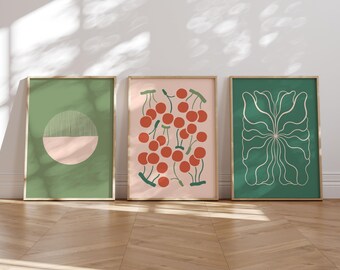 Retro Art Prints Set, Colorful Mid Century Modern Gallery Wall (Digital Download)