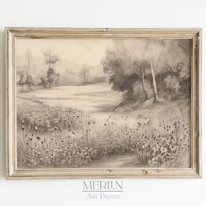 Vintage Sketch Art Print, Downloadable French Country Decor, Antique Wall Art #102