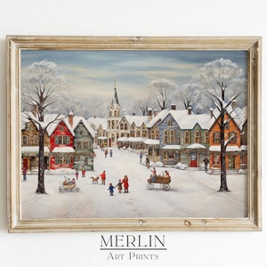 Printable Christmas Village Decor Christmas Wall Art Rustic Christmas Decor Farmhouse Vintage Christmas Art Decor Country Christmas JPG 441