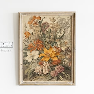 Vintage botanische wilde bloemen print AFDRUKBARE bloemen boho kunst aan de muur warme esthetiek digitale download #62