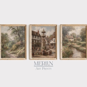 Vintage English Country Gallery Wall Art Set of 3 Prints Rustic Farmhouse Decor Digital Download #G10-3