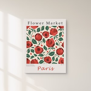 Flower Market Print, Botanical Wall Art, Floral Decor Poster, Trendy Floral Poster, Colorful Art Print, Flower Market Digital Download FM14