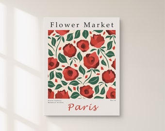 Impression marché aux fleurs, art mural botanique, affiche de décoration florale, affiche florale tendance, impression d'art colorée, marché aux fleurs, téléchargement numérique FM14