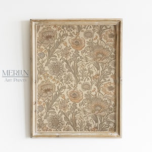 アンティークタペストリー Antique Silk Textile Design PRINTABLE Wall Art | Vintage Neutral
