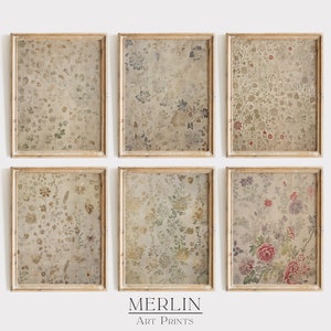 Rustic Antique Textiles Neutral Tapestry Wall Hangings Vintage Gallery Set of 6 Prints Beige Printable Art Farmhouse Living Room Decor G45-6