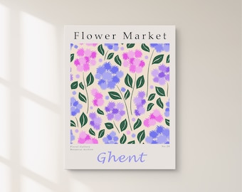 Impression marché aux fleurs, art mural botanique, affiche de décoration florale, affiche florale tendance, impression d'art colorée, marché aux fleurs, téléchargement numérique FM28