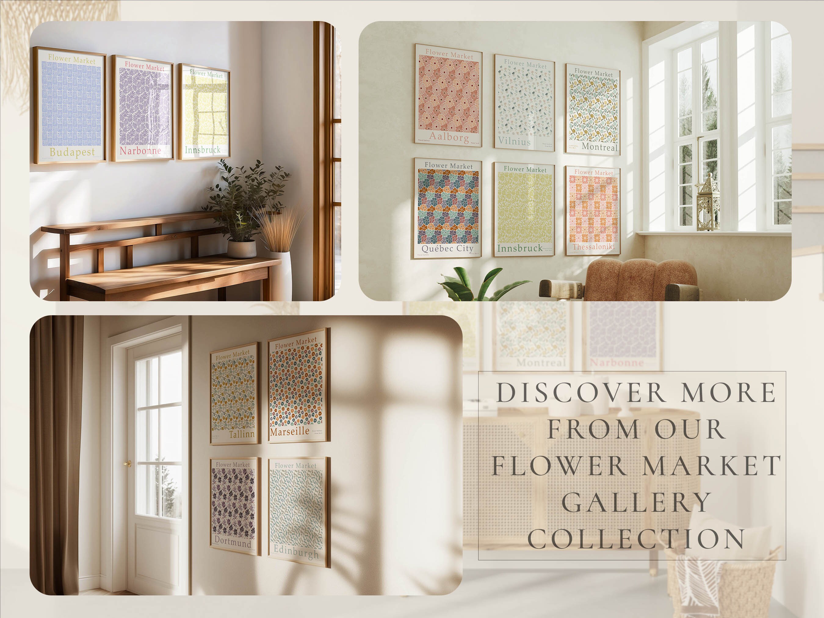 Flower Market Print Set of 12, Botanical Wall Art, Floral Decor Posters ...