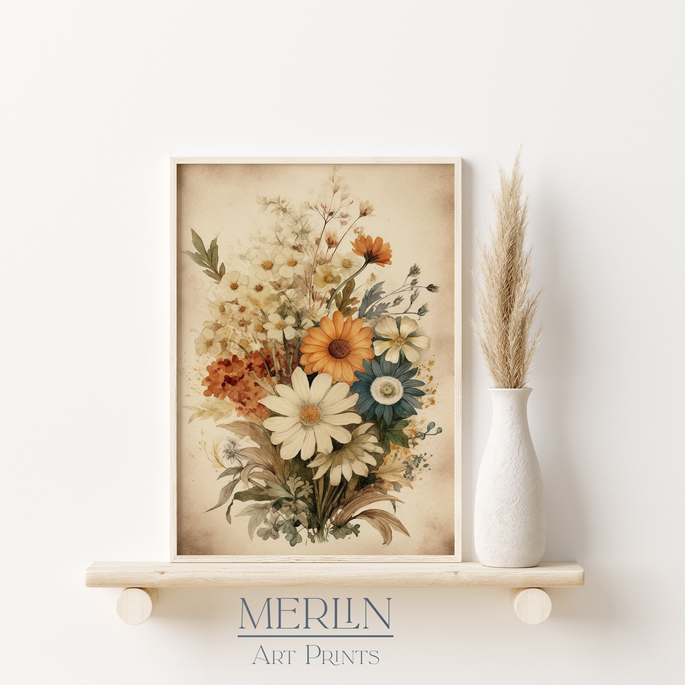Vintage Flower Art Print Printable Antique Wildflower Print ...