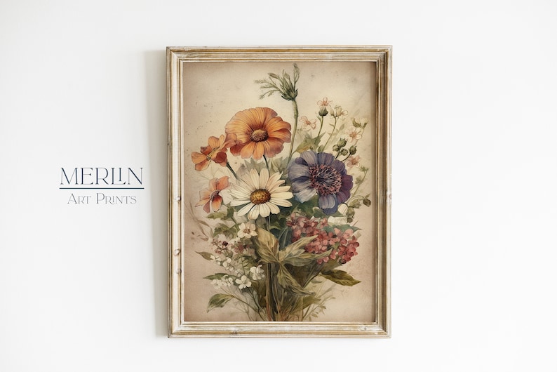 Vintage Flower Art Print Printable Antique Wildflower Print - Etsy