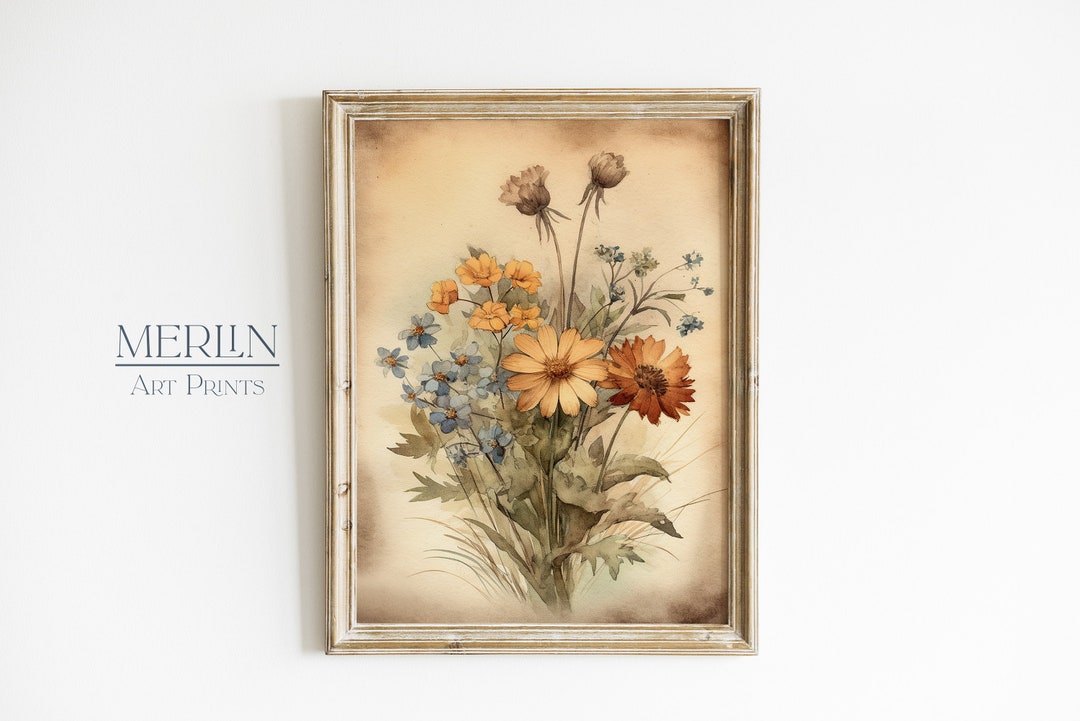 Vintage Flower Art Print Printable Antique Wildflower Print ...