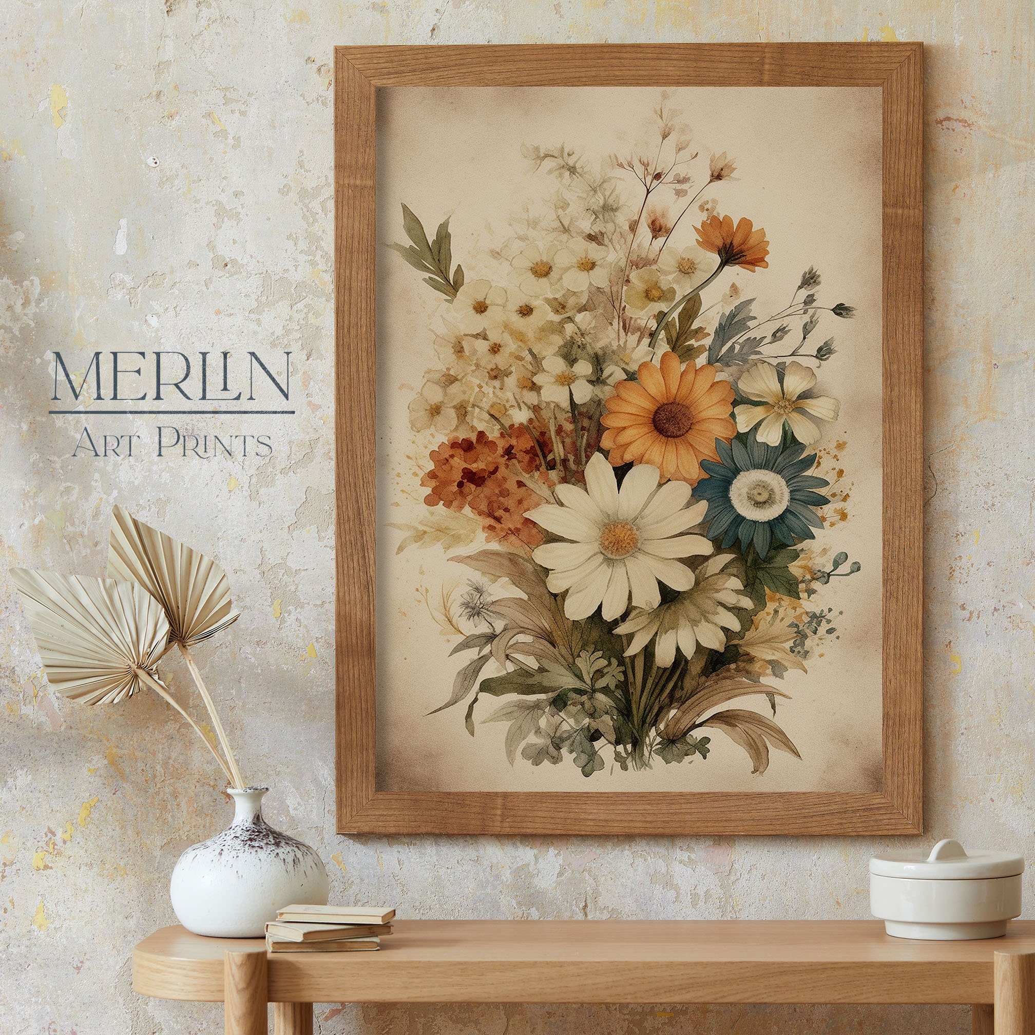 Vintage Flower Art Print Printable Antique Wildflower Print ...